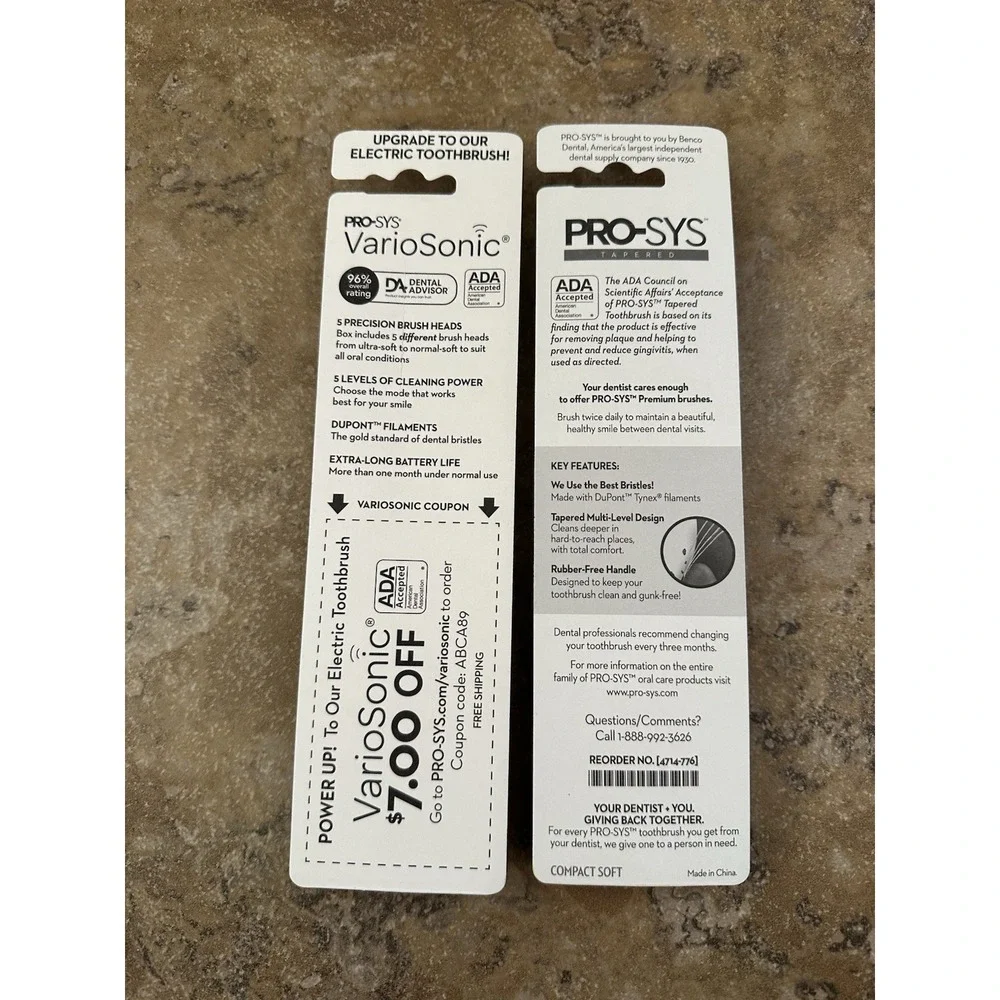 Lot Of 2 Pro-SYS Toothbrushes Benco Dental Extra Soft And Soft Bristles